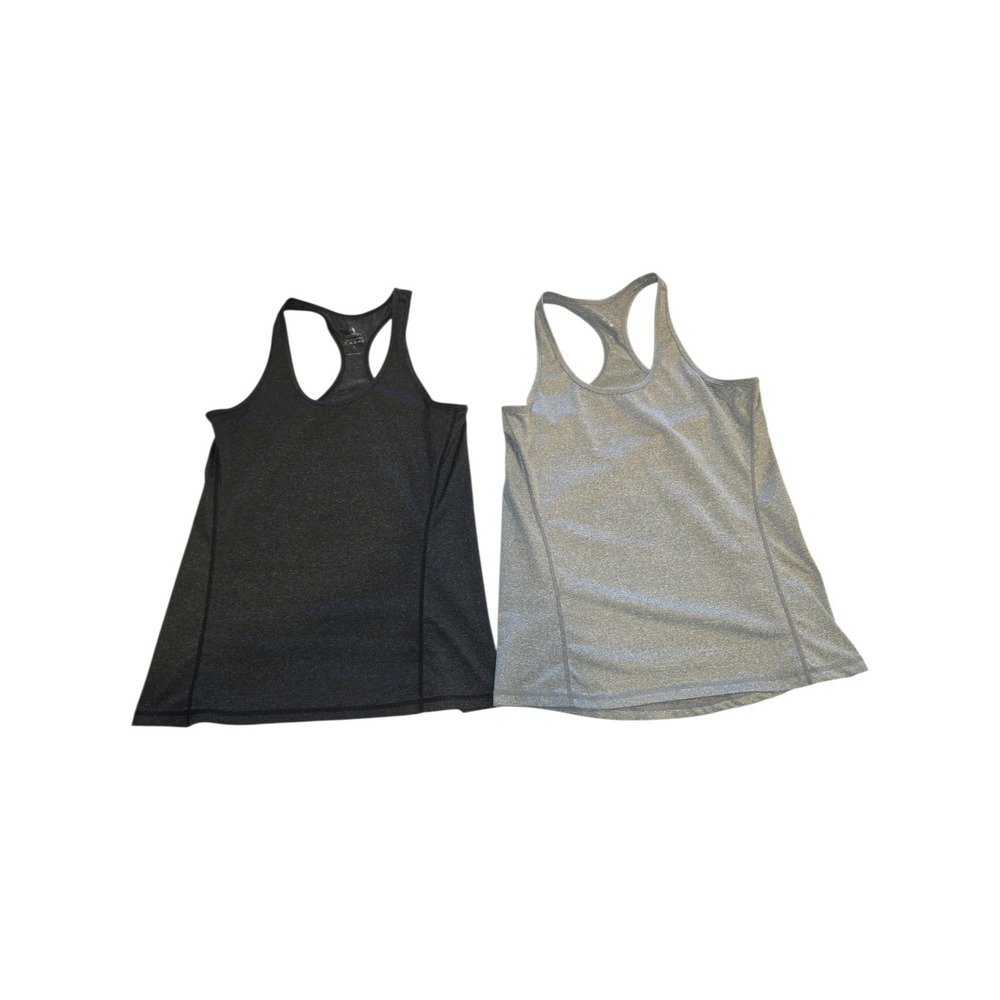 ICYZONE Womens Tank Tops Lot 2 L Racerback Athletic Workout Gym Black Gray